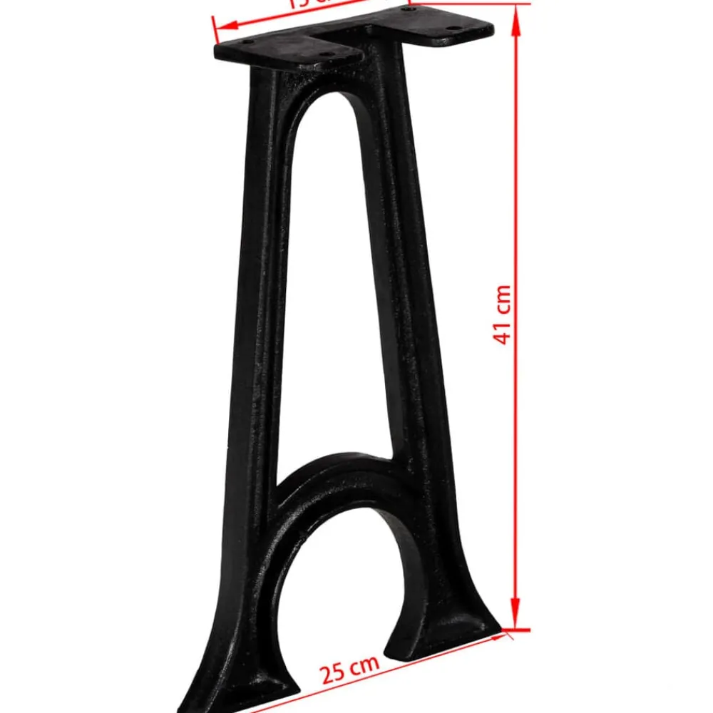 vidaXL Accesorios Para Mesas-Patas de banco base arqueada en forma de A hierro fundido2 uds