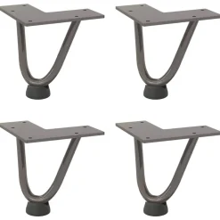 vidaXL Patas de horquilla para mesa de centro (4 unidades, acero , 10 cm, acero macizo) Natural Discount