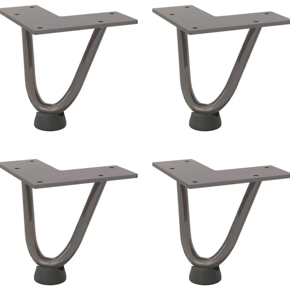vidaXL Patas de horquilla para mesa de centro (4 unidades, acero , 10 cm, acero macizo) Natural Discount
