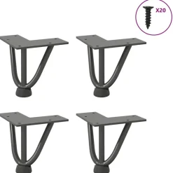 vidaXL Accesorios Para Mesas-Patas de horquilla para mesa de centro (4 unidades, , 10 cm, acero macizo)