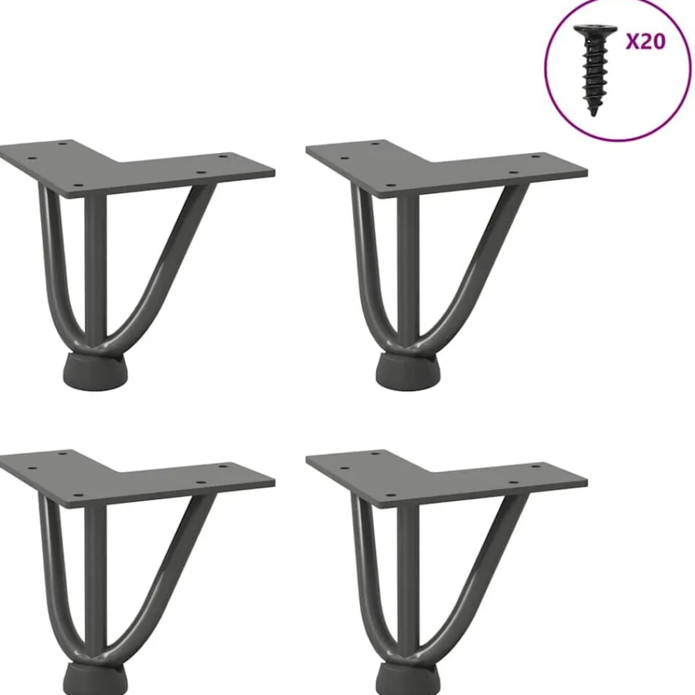 vidaXL Accesorios Para Mesas-Patas de horquilla para mesa de centro (4 unidades, , 10 cm, acero macizo)