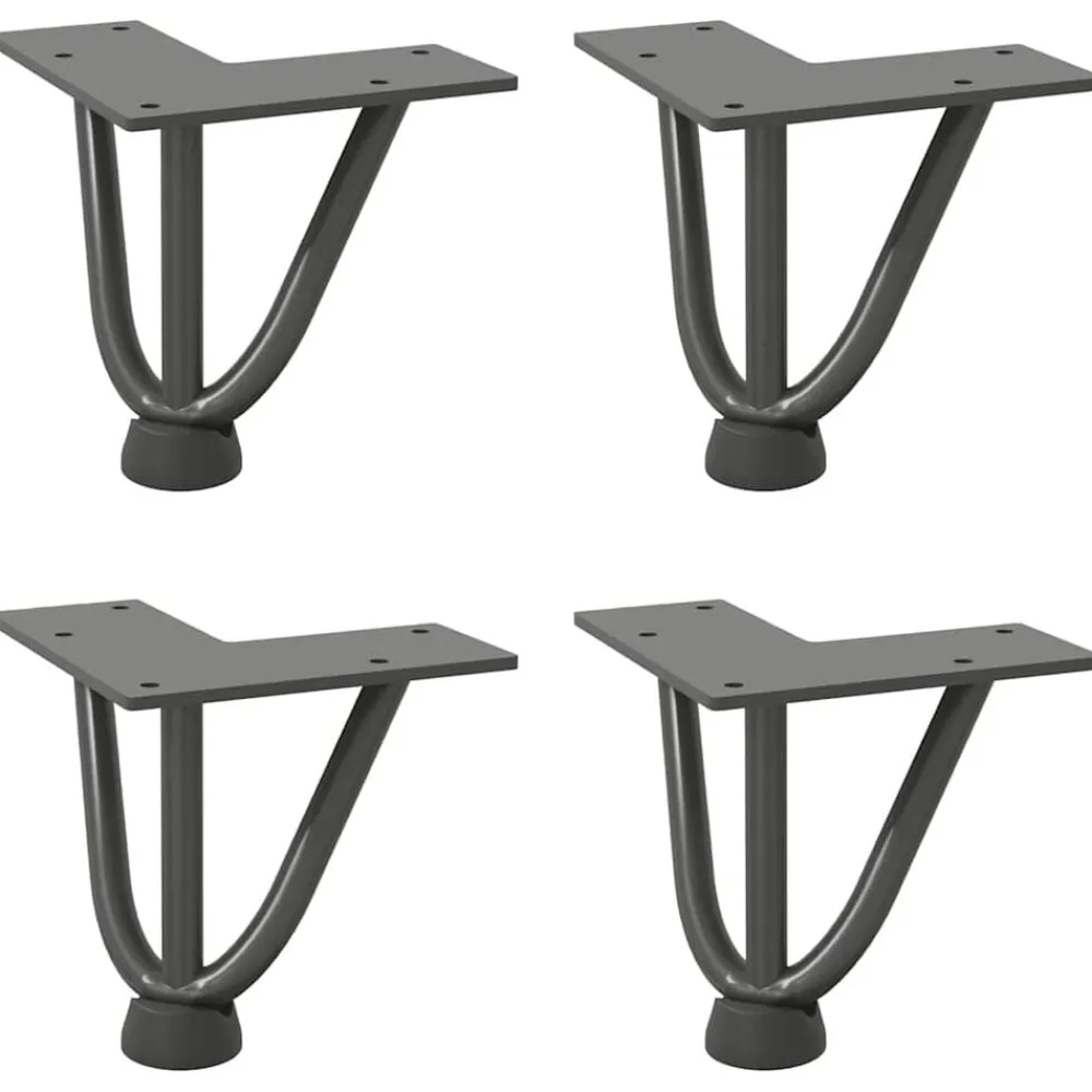 vidaXL Accesorios Para Mesas-Patas de horquilla para mesa de centro (4 unidades, , 10 cm, acero macizo)