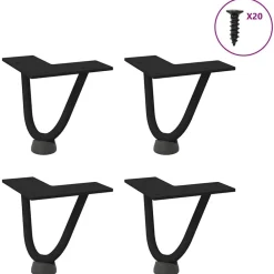vidaXL Accesorios Para Mesas-Patas de horquilla para mesa de centro (4 unidades), color , 10 cm, acero macizo
