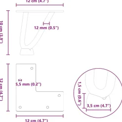 vidaXL Accesorios Para Mesas-Patas de horquilla para mesa de centro (4 unidades), color , 10 cm, acero macizo