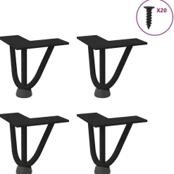 vidaXL Accesorios Para Mesas-Patas de horquilla para mesa de centro (4 unidades), color , 10 cm, acero macizo