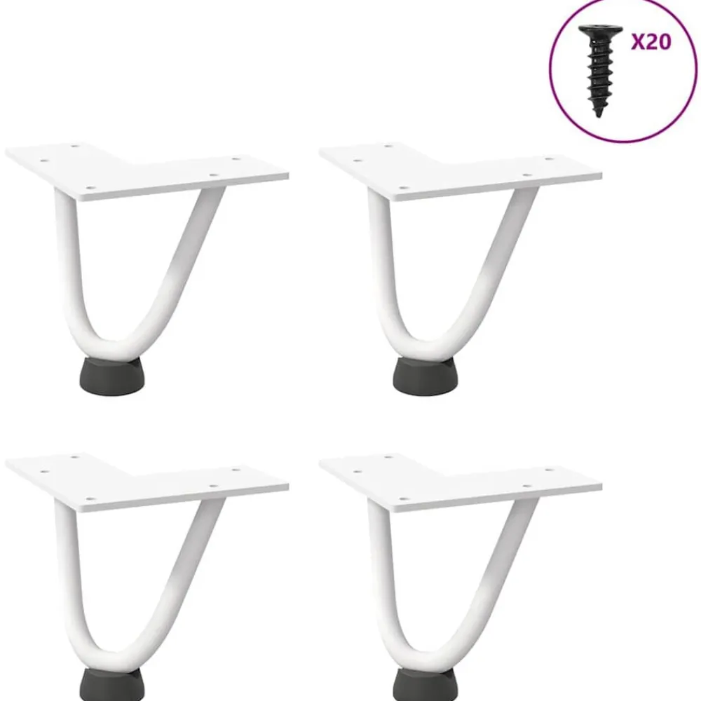 vidaXL Patas de horquilla para mesa de centro (4 unidades), color , 10 cm, acero macizo Blanco New
