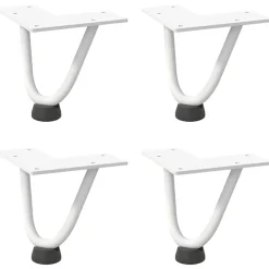 vidaXL Patas de horquilla para mesa de centro (4 unidades), color , 10 cm, acero macizo Blanco New