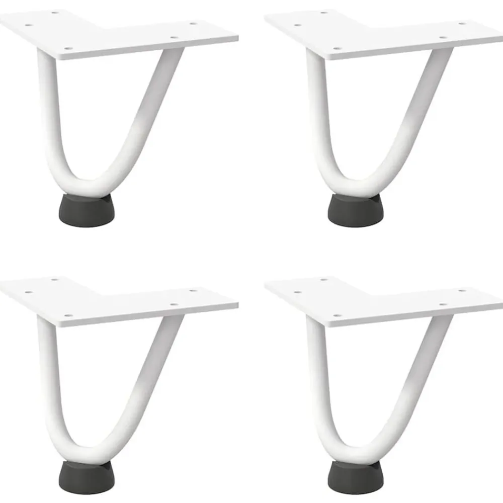 vidaXL Patas de horquilla para mesa de centro (4 unidades), color , 10 cm, acero macizo Blanco New