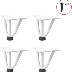 vidaXL Patas de horquilla para mesa de centro (4 unidades), color , 10 cm, acero macizo Blanco