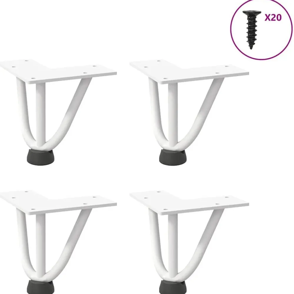 vidaXL Patas de horquilla para mesa de centro (4 unidades), color , 10 cm, acero macizo Blanco
