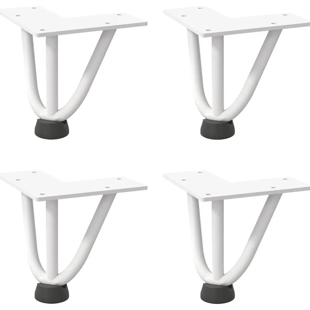 vidaXL Patas de horquilla para mesa de centro (4 unidades), color , 10 cm, acero macizo Blanco