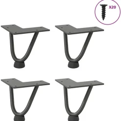 vidaXL Accesorios Para Mesas-Patas de horquilla para mesa de centro (4 unidades, , 10 cm, acero macizo)