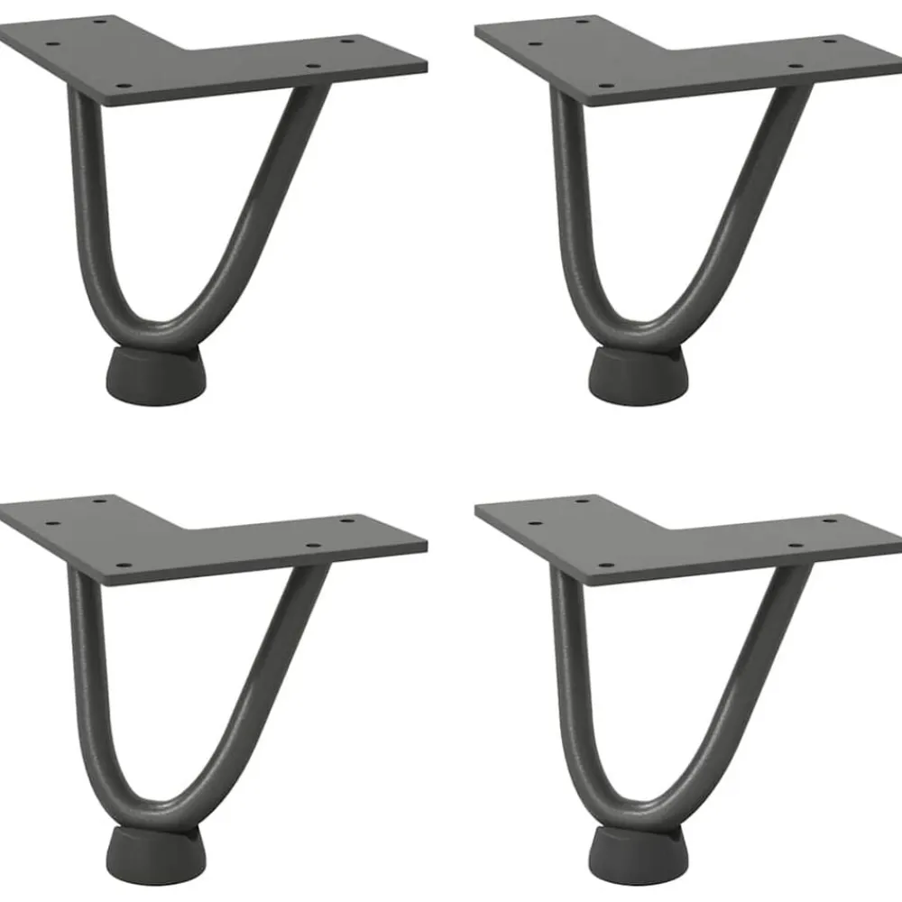 vidaXL Accesorios Para Mesas-Patas de horquilla para mesa de centro (4 unidades, , 10 cm, acero macizo)