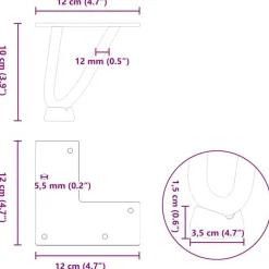 vidaXL Accesorios Para Mesas-Patas de horquilla para mesa de centro (4 unidades, , 10 cm, acero macizo)