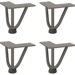 vidaXL Patas de horquilla para mesa de centro (4 unidades, acero , 10 cm, acero macizo) Natural Best