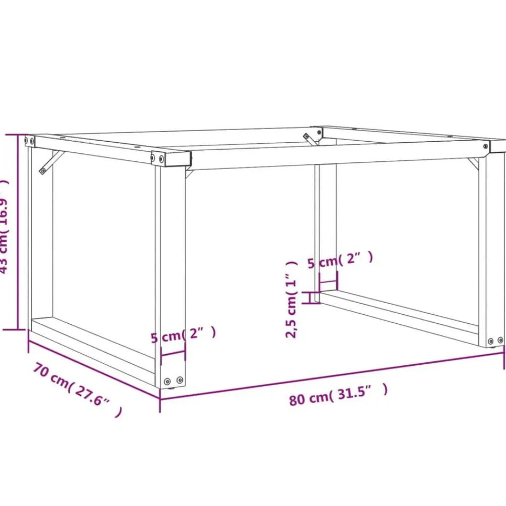 vidaXL Accesorios Para Mesas-Patas de mesa de centro estructura O acero 80x70x43 cm