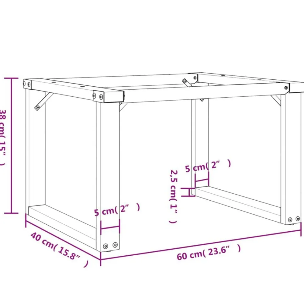 vidaXL Accesorios Para Mesas-Patas de mesa de centro estructura O acero 60x40x38 cm