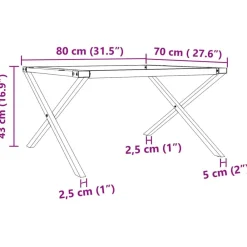 vidaXL Patas de mesa de centro estructura X acero 80x70x43 cm