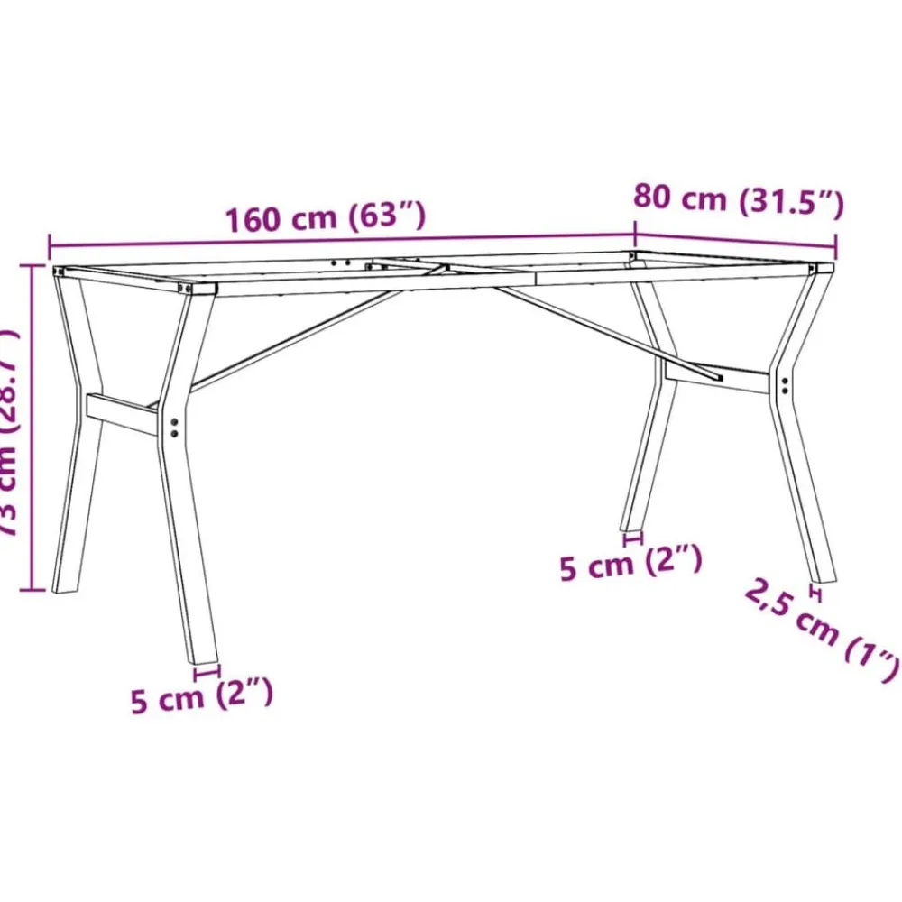 vidaXL Patas de mesa de comedor estructura Y acero 160x80x73 cm Hot