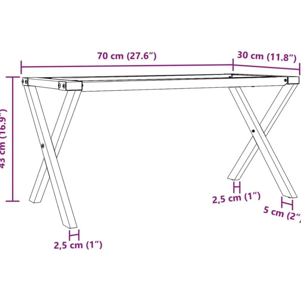 vidaXL Patas de mesa de centro estructura X acero 70x30x43 cm Online