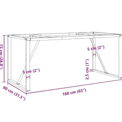 vidaXL Accesorios Para Mesas-Patas de mesa de comedor estructura O acero 160x80x73 cm