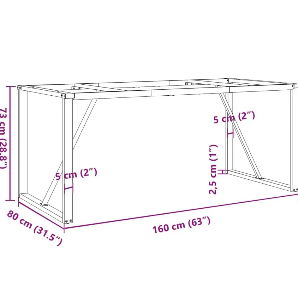 vidaXL Accesorios Para Mesas-Patas de mesa de comedor estructura O acero 160x80x73 cm