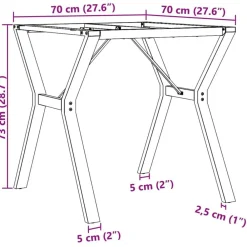 vidaXL Accesorios Para Mesas-Patas de mesa de comedor estructura Y acero 70x70x73 cm