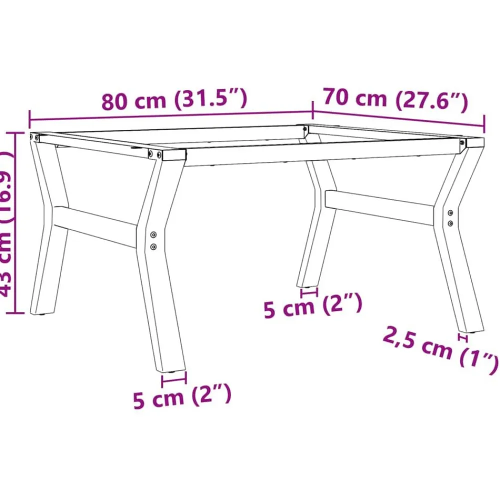 vidaXL Patas de mesa de centro estructura Y acero 80x70x43 cm Discount