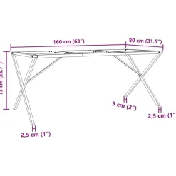 vidaXL Accesorios Para Mesas-Patas de mesa de comedor estructura X acero 160x80x73 cm