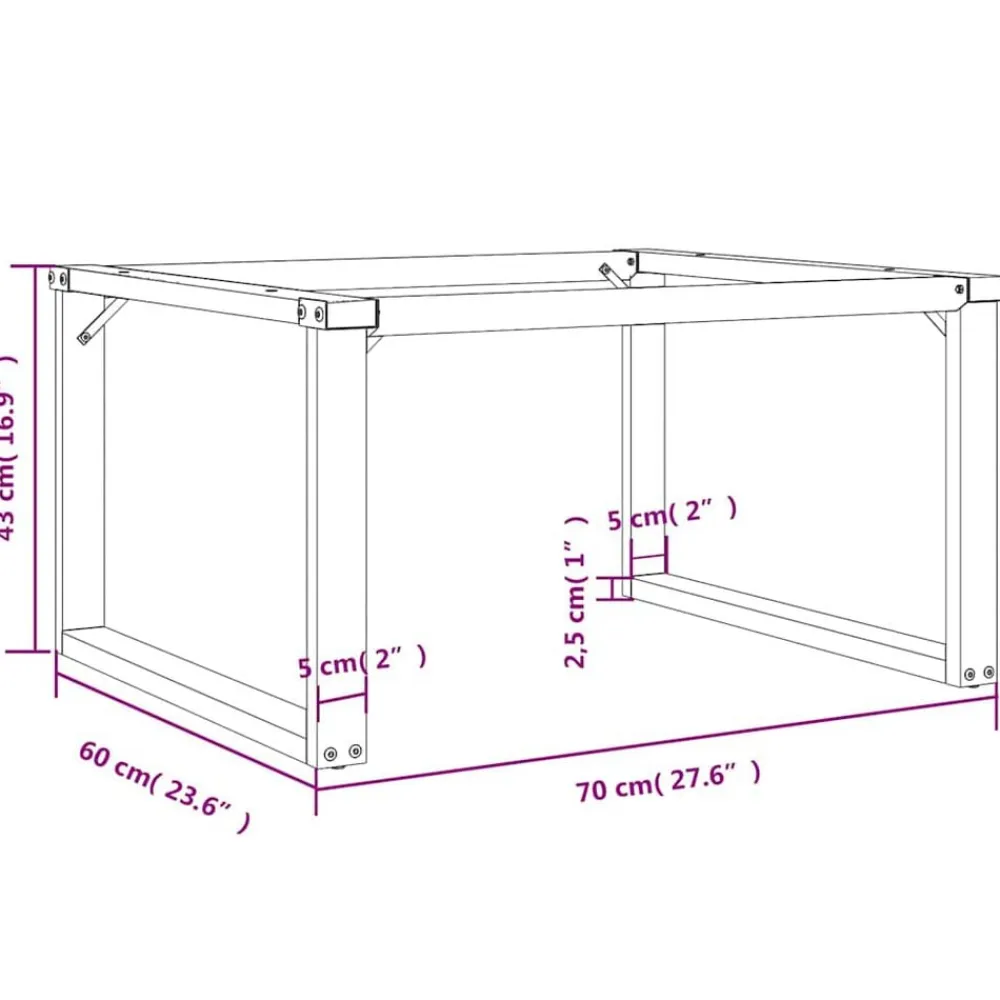 vidaXL Patas de mesa de centro estructura O acero 70x60x43 cm