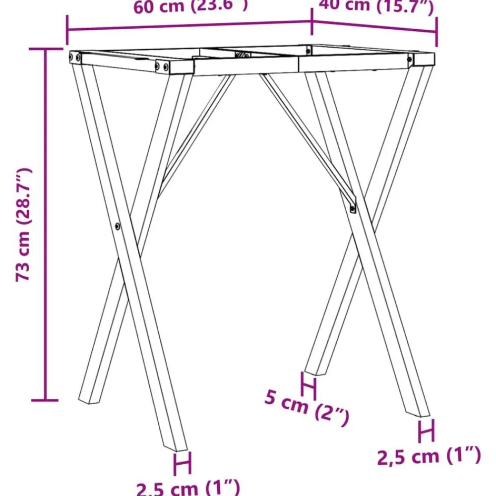 vidaXL Patas de mesa de comedor estructura X acero 60x40x73 cm Hot