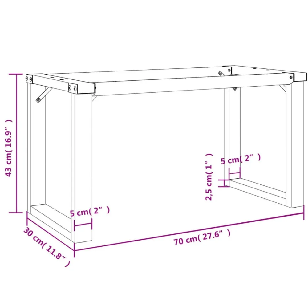 vidaXL Accesorios Para Mesas-Patas de mesa de centro estructura O acero 70x30x43 cm