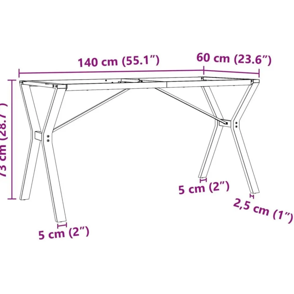 vidaXL Patas de mesa de comedor estructura Y acero 140x60x73 cm Best