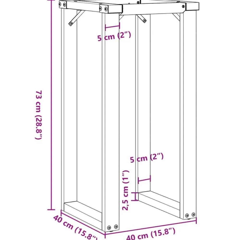 vidaXL Accesorios Para Mesas-Patas de mesa de comedor estructura O acero 40x40x73 cm