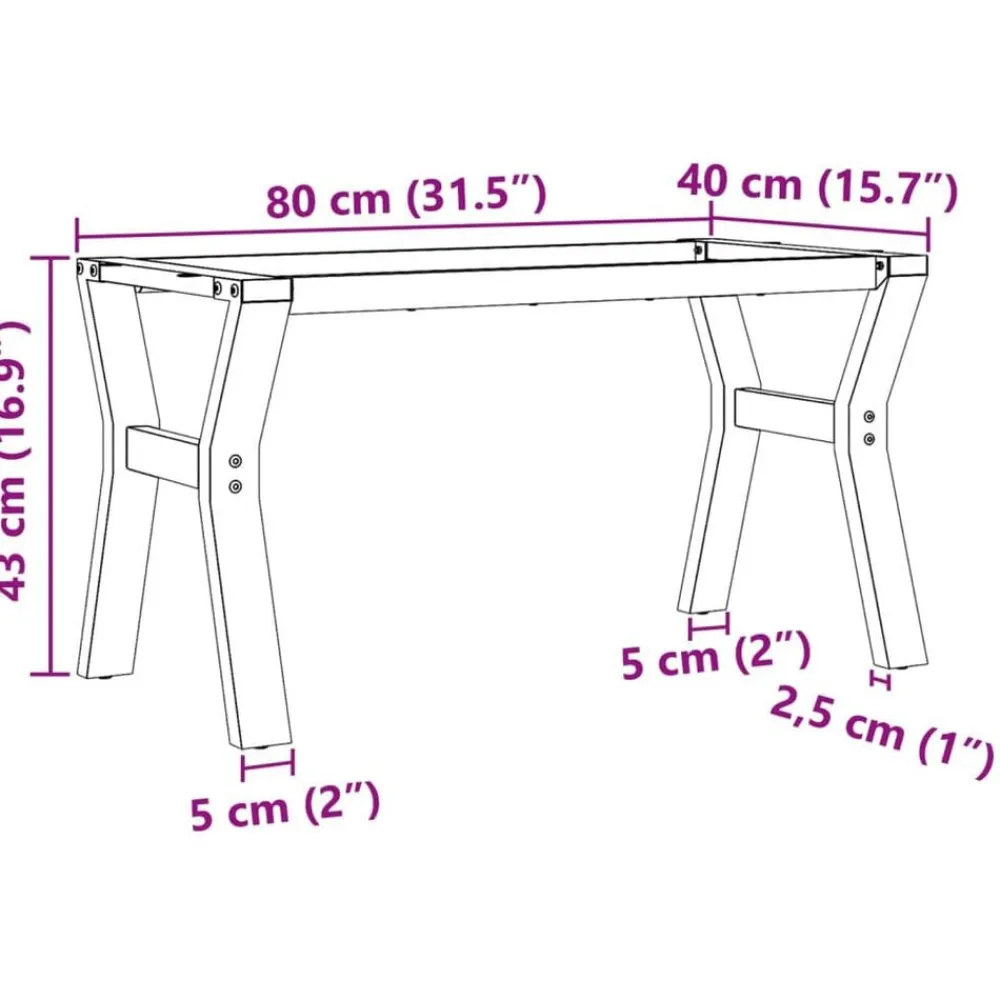 vidaXL Patas de mesa de centro estructura Y acero 80x40x43 cm Discount