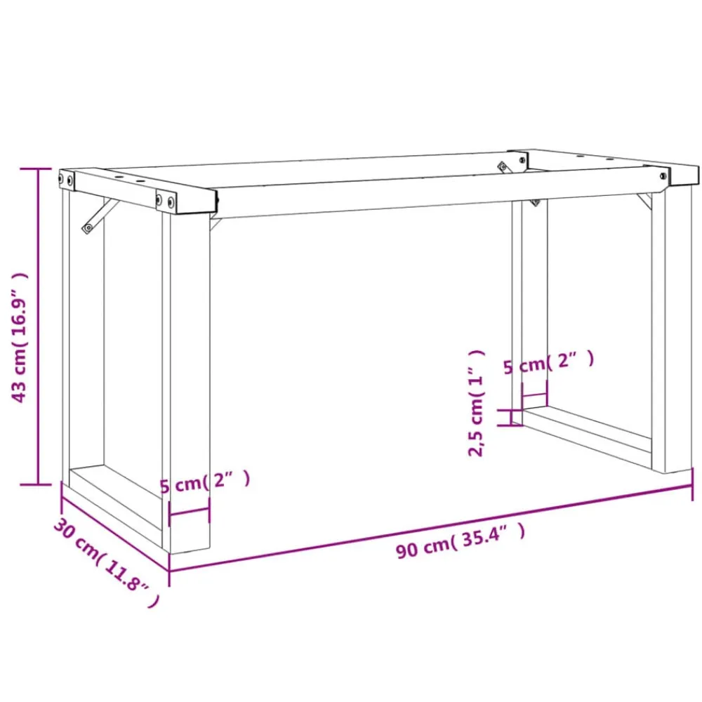 vidaXL Patas de mesa de centro estructura O acero 90x30x43 cm Discount