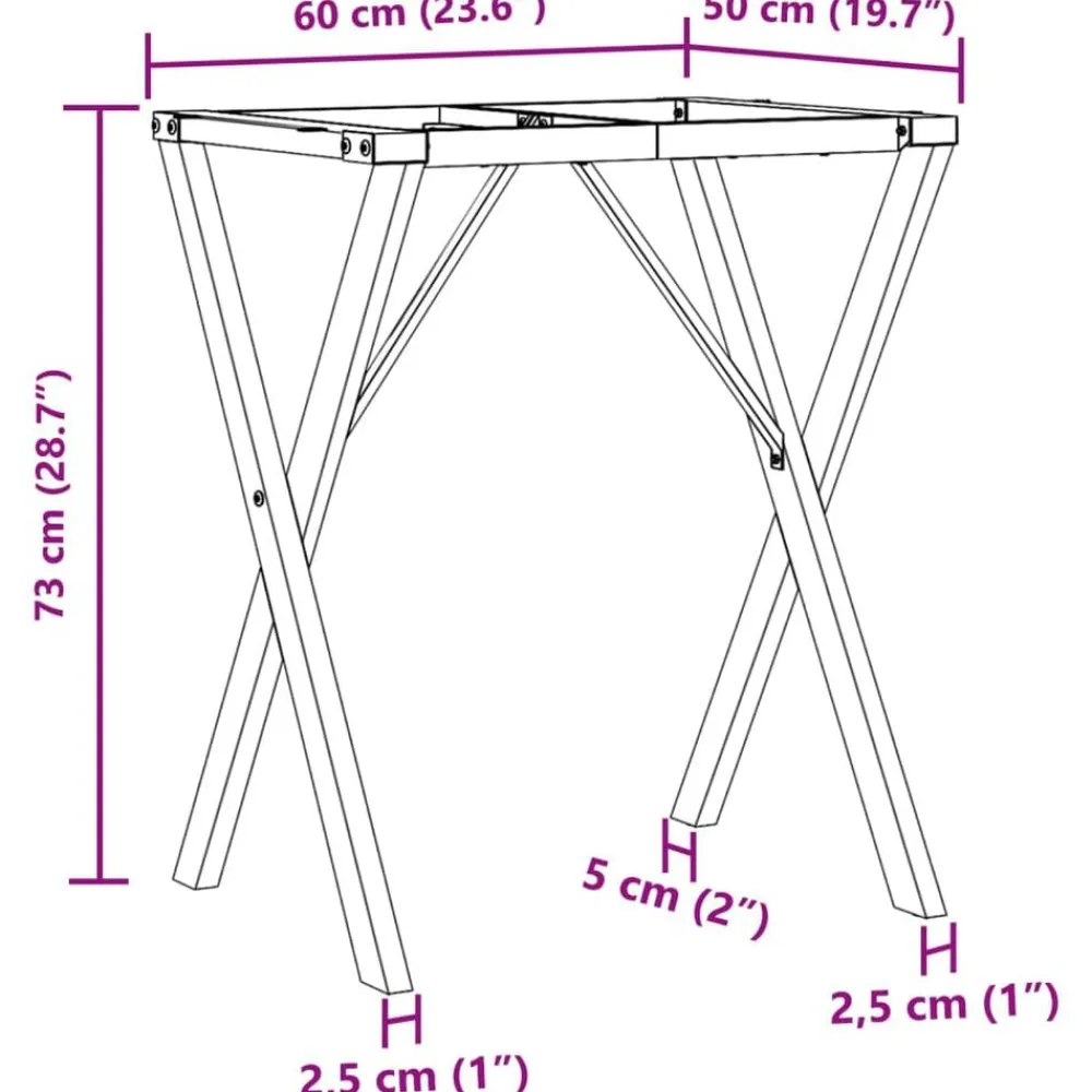 vidaXL Patas de mesa de comedor estructura X acero 60x50x73 cm Best