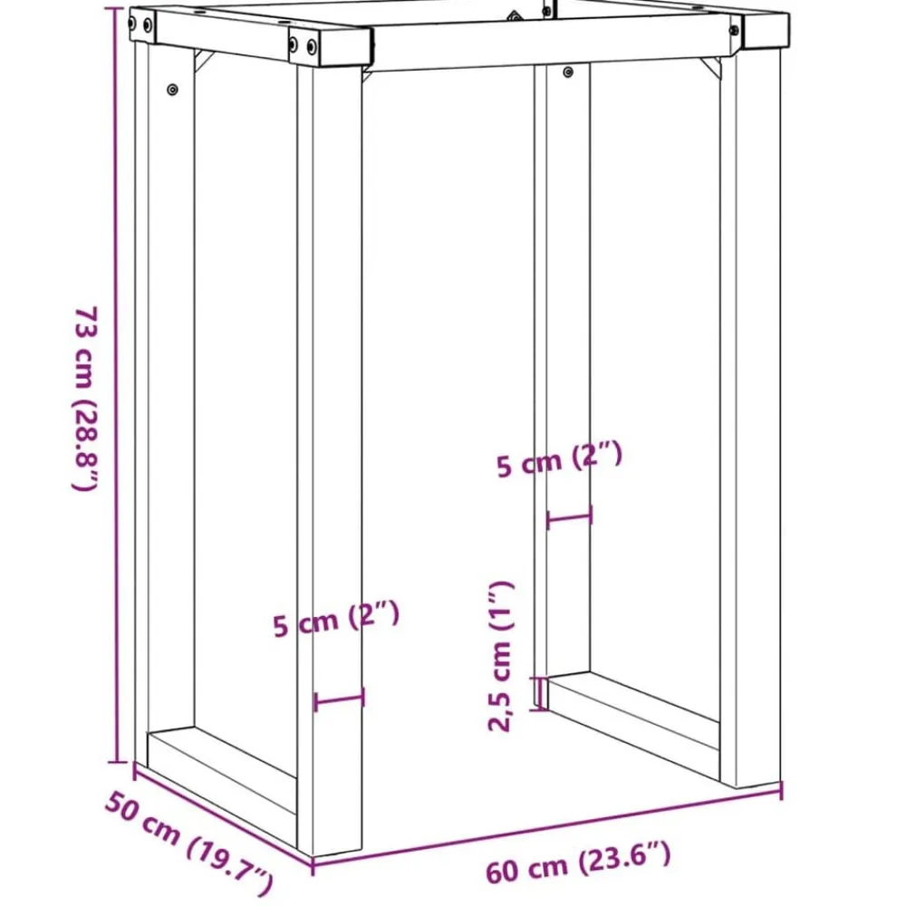 vidaXL Accesorios Para Mesas-Patas de mesa de comedor estructura O acero 60x50x73 cm