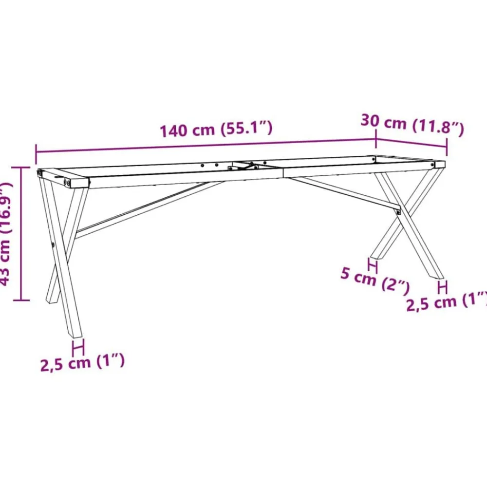 vidaXL Patas de mesa de centro estructura X acero 140x30x43 cm Outlet