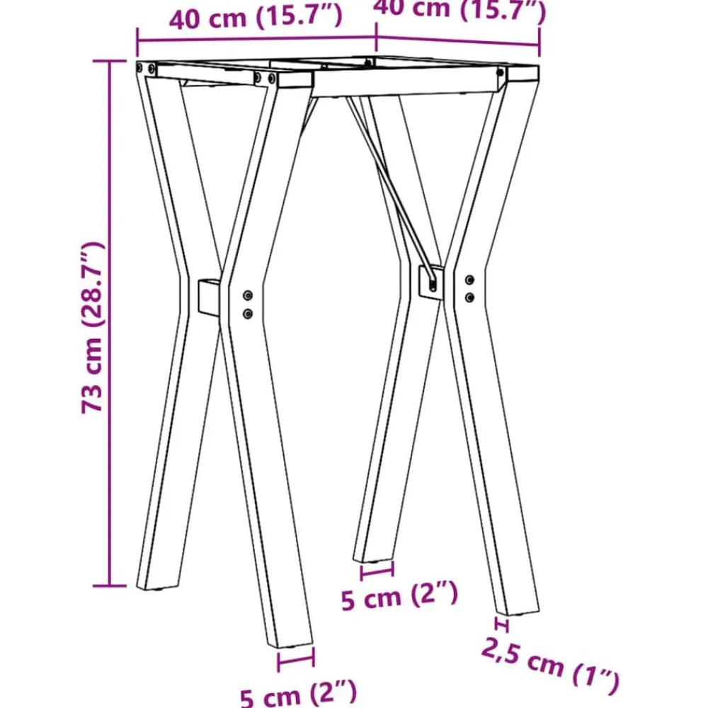 vidaXL Patas de mesa de comedor estructura Y acero 40x40x73 cm New