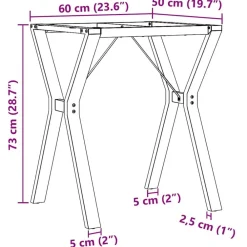 vidaXL Accesorios Para Mesas-Patas de mesa de comedor estructura Y acero 60x50x73 cm