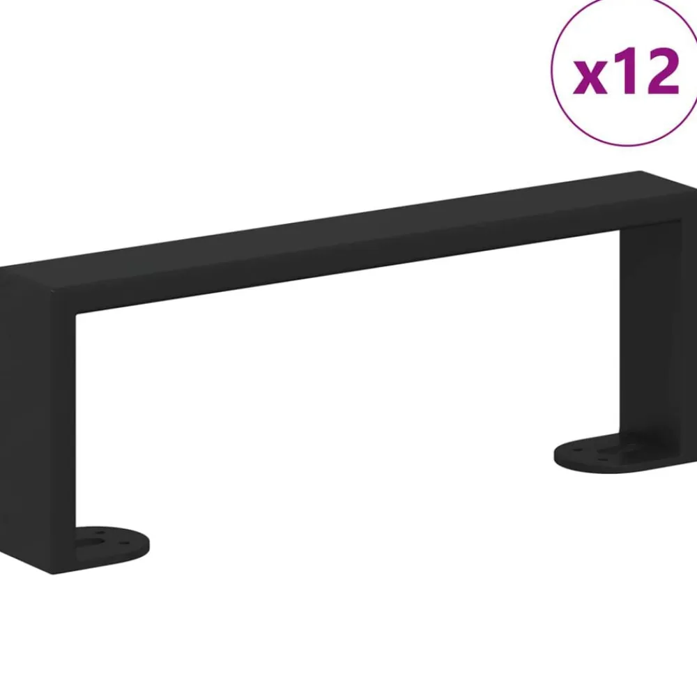 vidaXL Patas de Muebles 12 pcs Negro 281 x 40,5 x 100 mm Hierro New
