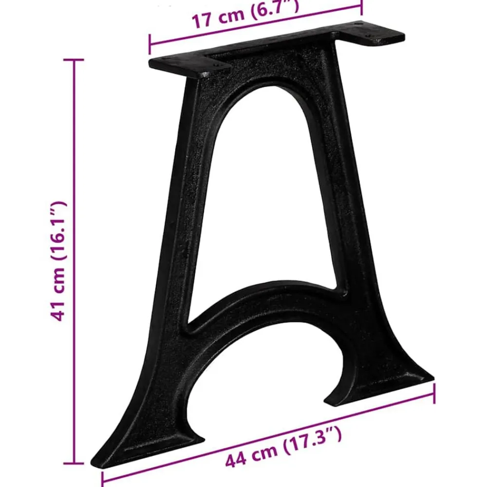 vidaXL Accesorios Para Mesas-Patas mesa de comedor en A hierro fundido base arqueada 2 uds