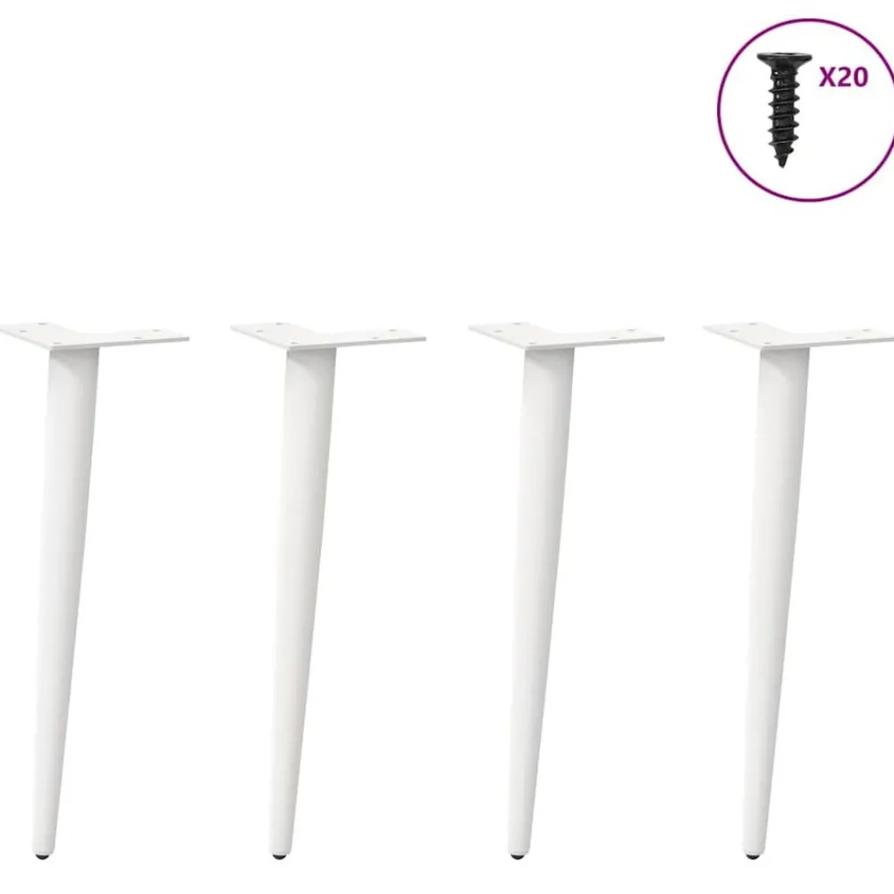 vidaXL Patas para mesa de centro cónicas (4 unidades), color , 30-31 cm, acero Blanco Clearance