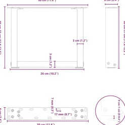 vidaXL Accesorios Para Mesas-Patas para mesa de centro en forma de U (2 unidades), , 30 x (30-31) cm, acero
