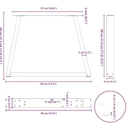 vidaXL Patas para mesa de centro en forma de V (2 unidades), color , 30 x (30-31,3) cm, acero Negro Clearance