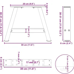 vidaXL Accesorios Para Mesas-Patas para mesa de centro en forma de A (2 unidades), color , 30 x (30-31) cm, acero