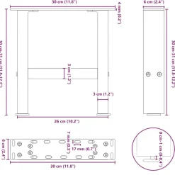 vidaXL Patas para mesa de centro de acero (2 unidades, 30 x 30-31 cm) Natural Clearance