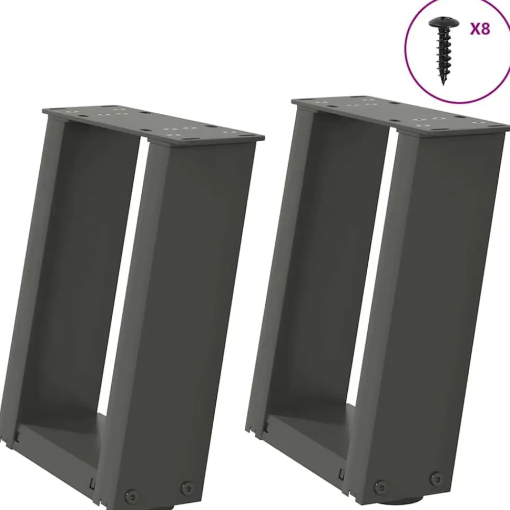 vidaXL Accesorios Para Mesas-Patas para mesa de centro en forma de U (2 unidades), , 30 x (30-31) cm, acero