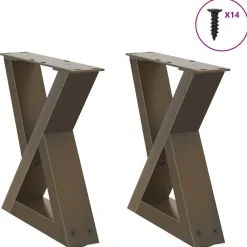 vidaXL Patas para mesa de centro (2 unidades), acero , 30 x (30-31,3) cm. Natural New